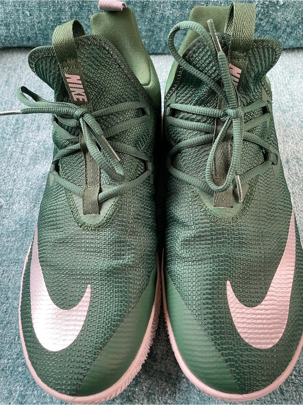 Nike Dark Green Sneakers with Silver Swoosh Size 11.5